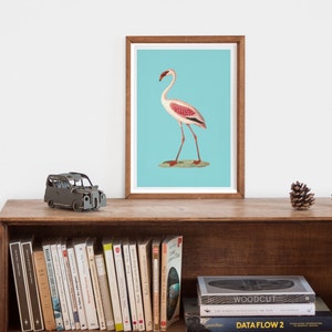 Vintage style flamingo poster Animal poster Vintage poster Vintage Print gift for her gift for child gift for him image 3