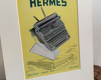 Vintage Hermes Advertisement | Typewriter Advert | Vintage Print | Retro Poster | Vintage Art | Wall Art | Wall Decor | Hermes poster