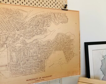 Vintage Willoughby Map | Sydney Map | Planning Map | Mid Century |Wall Decor | Large Map | Housewarming Gift | gift for him