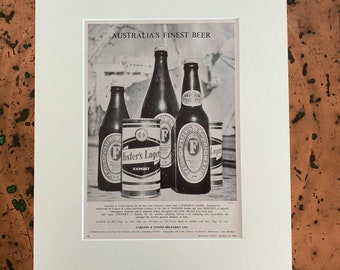 Vintage Beer Advertisement | Fosters Advert | Vintage Print | Retro Poster | Vintage Art | Wall Art | Wall Decor | Gift for him | Fosters Ad