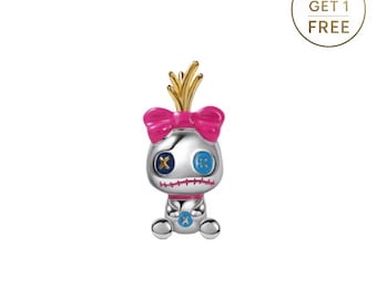 Dije de pulsera Scrump de Lilo y Stitch de Disney • Dije de plata esterlina 925 • Dije de regalo para cumpleaños y Navidad • Regalo para su mamá y su hermana