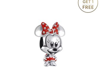 Disney Minnie Mouse-armbandbedel • Sterlingzilver 925-bedel • Cadeaubedel voor verjaardag Kerstmis • Cadeau voor haar moeder zus