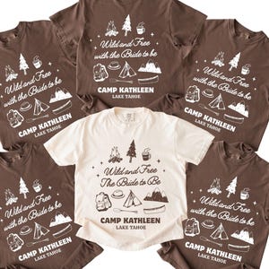 Camp Bachelorette Shirts für Braut und Crew - Wild & Freies Thema Tee See Reise Party Shirt Camping Bach Party Geschenk personalisierte Wandershirt