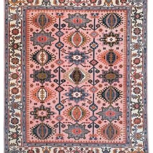 Hand Knotted Pink Oushak Rugs Contemporary Modern Area Rugs, Turkish Rug With Ivory Accent: Evergreen Wool Rug,4x6,5x8,6x9,8x10,9x12,