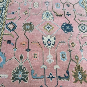 Pink Oushak rug best choice High Quality rug multi size Hand-knotted Vintage Oushak Wool Rug for Living Room, Dining room, Office