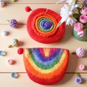 Handmade Wool Felt Coin Purse,Small Zipper Wallet | Eco-Friendly Felt Mini Bag | Unique Gift for Her,Eco-Friendly Bag 100% handmade Nepalese