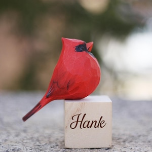 Bird Ornaments Wooden Cardinal Figurine Hand Painted Carved Birds Statue for Christmas Ornament Gifts,Holiday Decor,Gifts for Bird Lovers