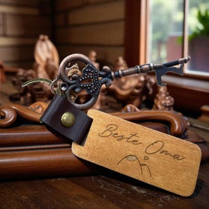 Personalized Walnut Wood Keychain, Engraved Keychain, Custom Wood Key Chain, Birthday or Anniversary Gift for Her or Him, Gift for Mom Dad