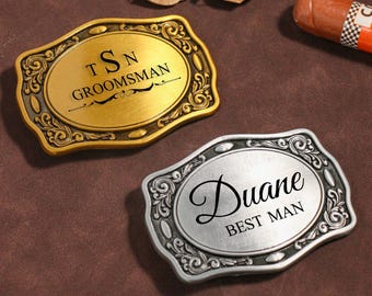 Custom Western Belt Buckles,Personalized Men's Belt Buckles Letter Belt Buckle Groomsmen Gift Engraved Denim Buckle,Belt Buckle for Weddings