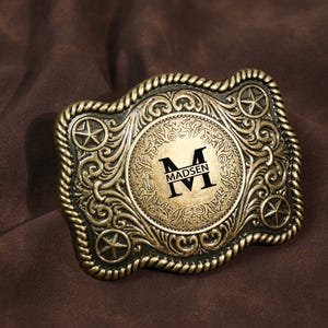 Personalized Western Belt Buckle for Men and Women, for Detachable Leather 1.5 Inch Strap, Initial Replacement Rodeo Floral Belt Buckle