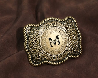 Personalisierte westliche Gürtelschnalle für Herren und Damen, für abnehmbaren 1,5-Zoll-Lederriemen, erste Ersatzrodeo-Blumengürtelschnalle