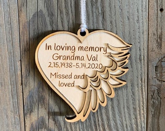 Memorial Laser Cut Ornament, Heat with Wings Ornament | Christmas Tree Ornament, Engraved, Free Shipping