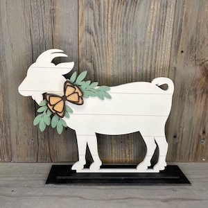 Goat Shelf Sitter Sign | Farmhouse Home Decor | Farmhouse Signs Freestanding Farm Animal