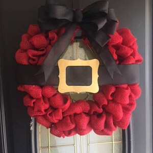 Christmas Santa Wreath, Winter Wreath and Decor, Free Shipping, Red Burlap Wreath, Home Decor, Front Door Wreath 16 inches