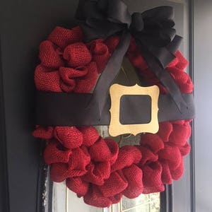 Christmas Santa Wreath, Winter Wreath and Decor, Free Shipping, Red Burlap Wreath, Home Decor, Front Door Wreath image 8