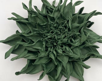 Green Flower Corsage, Handmade Flower Brooch, Green Floral pin for Dress, Statement Flower Brooch