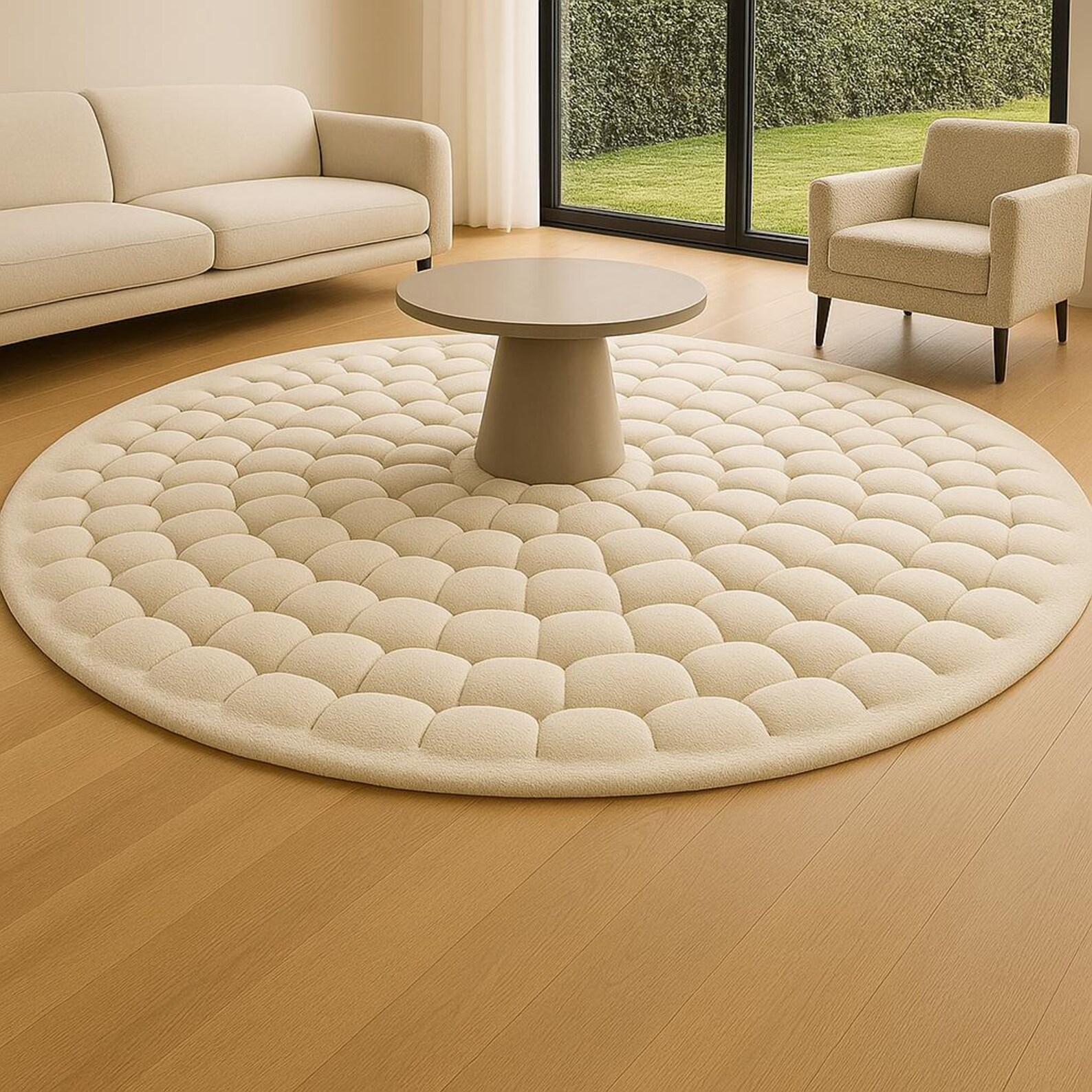 Luxury Round Tufted Rug for Living Room – Plush Circle Carpet, Soft ...