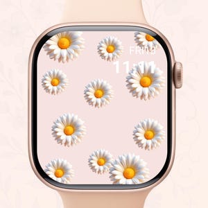 Cute Pastel Flower Apple Watch Wallpaper – Aesthetic Soft Daisy Digital Face for Apple Watch