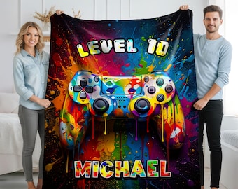Personalized Gaming Sherpa Blanket, Gamer Gift