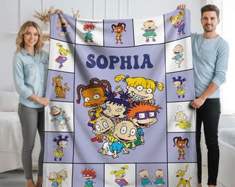 Personalized Rugrats Blanket, Custom Rugrats Throw with Name, Retro 90s Cartoon Blanket, Nostalgia Gift, Kids Cozy Blanket, Birthday Gift