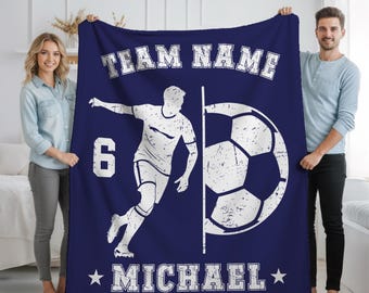 Personalized Soccer Team Blanket: Plush Custom Name Gift