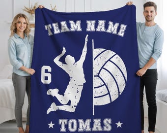 Spersonalizowany pluszowy koc z motywem drużyny siatkarskiej: spersonalizowany prezent dla seniora