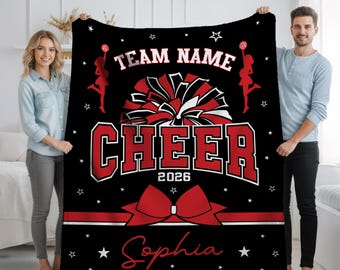 Personalized Cheerleading Team Blanket, Plush Velveteen Throw
