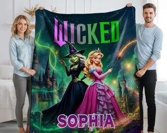 Custom Wicked Blanket, Personalized Good Witch Bad Witch Throw, Custom Name Witch Gift, Halloween Fantasy Decor, Princess Witch Blanket