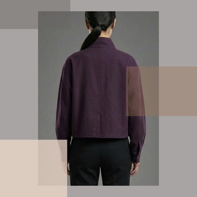 Boxy Cropped Jacket Sewing Pattern | Stand-up Collar Wide Sleeves ...
