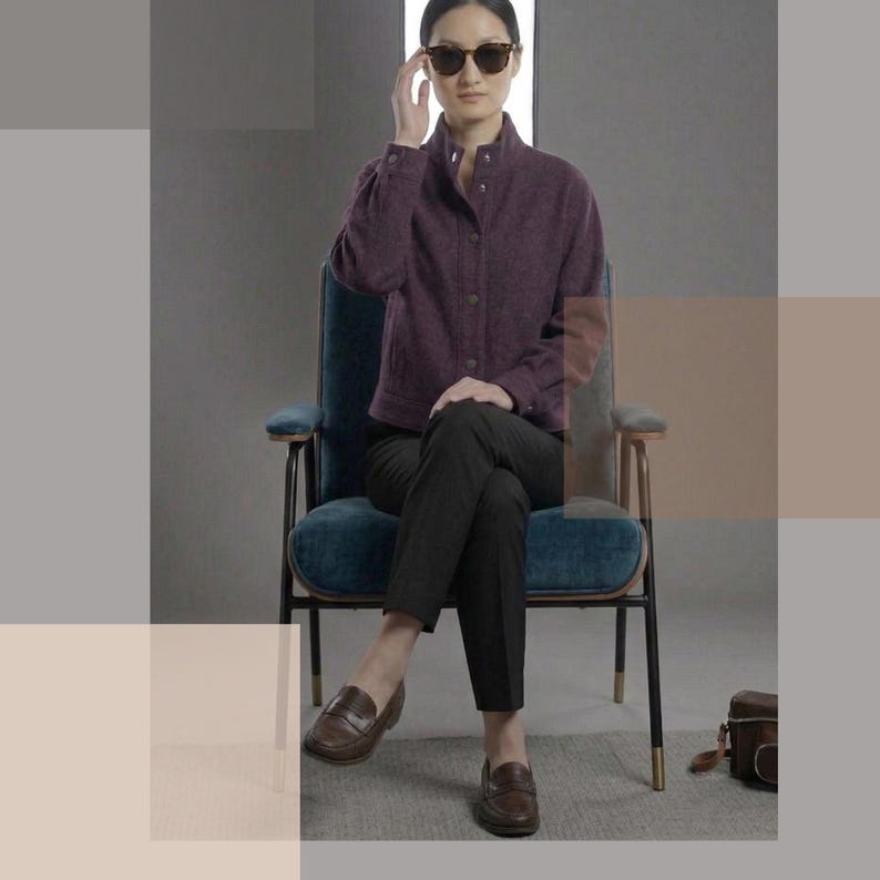 Boxy Cropped Jacket Sewing Pattern | Stand-up Collar Wide Sleeves ...