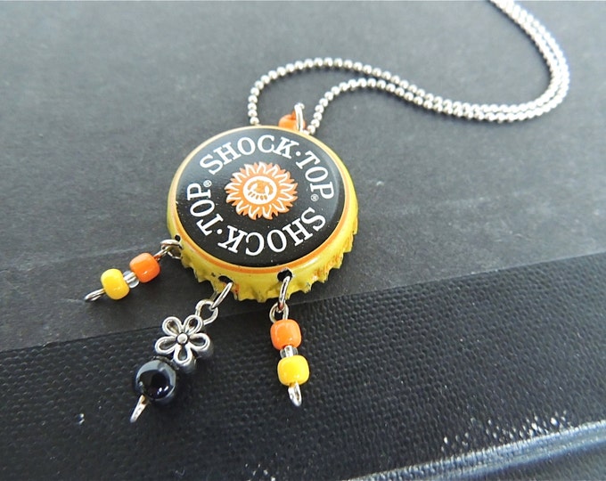 Bottle Cap Pendant Necklace Shock Top Bottle Cap Black Etsy