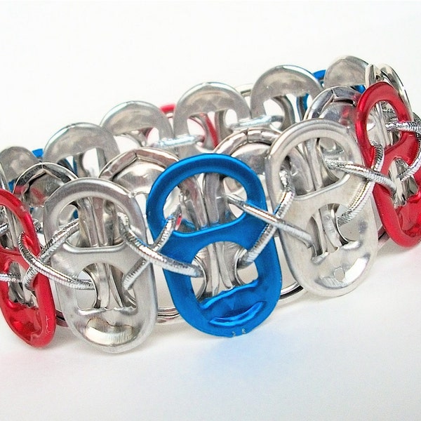 Upcycled Soda Tab Bracelet - Patriotic