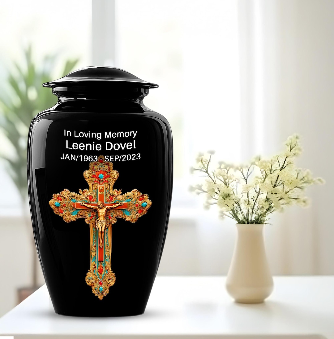 Urn Inscription Examples Custom Cross Urn - Cremation Urn for Human Ashes - Personalized ...
