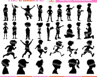 Kids SVG Bundle, Children Silhouette for Cricut, Boy & Girl Silhouettes, Playing Kids Clipart, Family Cricut Files for Nursery Decor