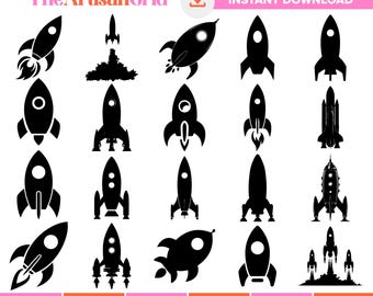 Rocket SVG Bundle, Space Shuttle Silhouette, Rocket Ship SVG, Kids Room Decor, Rocket PNG Clipart Bundle, Rocket Cut Files For Cricut