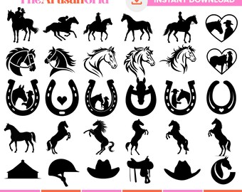 Pferd SVG-Bundle, Pferd Silhouette, Pferd Clipart PNG, Hufeisen SVG, Pferdekopf SVG, Pferdeliebhaber SVG, Pferdeherz SVG, Reiten Schnittdatei