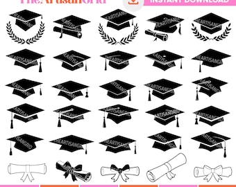 Lot de casquette de remise des diplômes SVG, promotion 2026 SVG, silhouette casquette de remise des diplômes PNG, fichiers Cricut lycée, graduation chapeau Svg, téléchargement immédiat