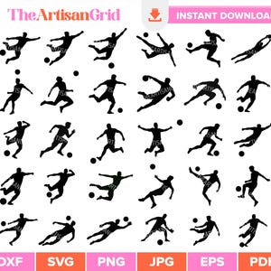 Soccer SVG Bundle, Soccer Player Silhouette Cricut Files, Soccer Sublimation, Sports Clipart, Football Silhouette TShirt SVG, Commercial Use