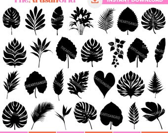 Leaves SVG Bundle, Autumn Leaf SVG Silhouttes, Maple Leaf PNG Clipart, Fall Cut Files, Wall Decor Leaf Vectors, Thanksgiving Leaf Stencils