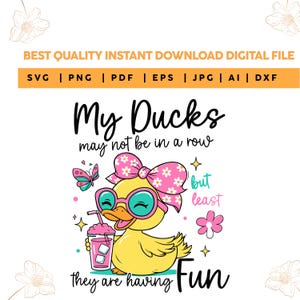 Funny Ducks Not in a Row PNG – Sarcastic Mental Health Humor Duck Clipart for Trendy Sublimation Shirts & Cute Unhinged Animal Designs