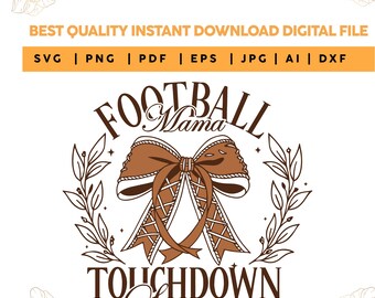 Football Mama Bow PNG | Preppy Game Day Sublimation (Digital File)