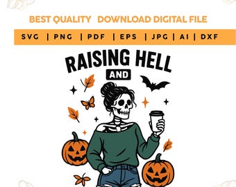 Grappige skelet moeder PNG, koffieliefhebber skelet clipart, rommelig broodje schedel SVG, sarcastische moeder leven sublimatie, Halloween herfst digitale download