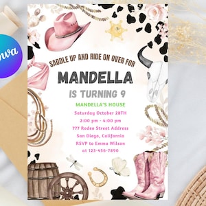 First Rodeo Birthday Invitation: Wild West Cowboy Party (Digital Download)