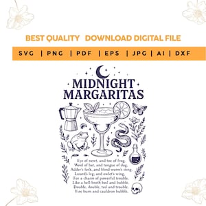 Witchy Midnight Margarita Comfort Colors Tee - Retro Halloween Shirt (Sublimation PNG SVG)