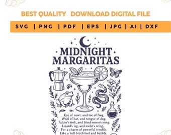 Witchy Midnight Margarita Comfort Colors Tee - Retro Halloween Shirt (Sublimation PNG SVG)