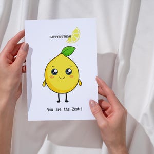 Funny Lemon Birthday Card, You Are the Zest, Cute Digital Download, Printable Birthday Greeting for Friend