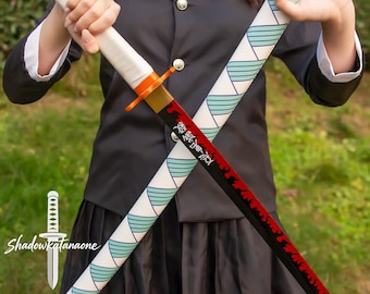 Handcrafted Rengoku Kyojuro-Inspired Katana - Carbon Steel Blade with Flame-Themed Tsuba & Scabbard