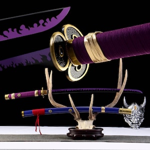 Handmade Zoro Enma Katana Replica, One Piece Anime Sword, Purple Blade