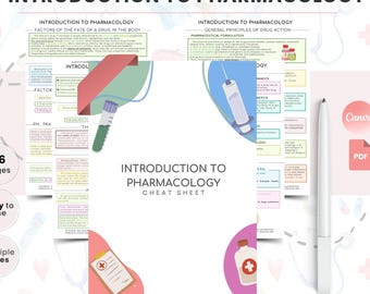 Introduction to Pharmacology Cheat Sheet PDF | Nursing Study Notes | Med Surg Template | SRNA Exam Prep | Medication Flashcards