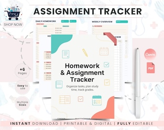 Printable Assignment Tracker PDF | A4 and US Letter